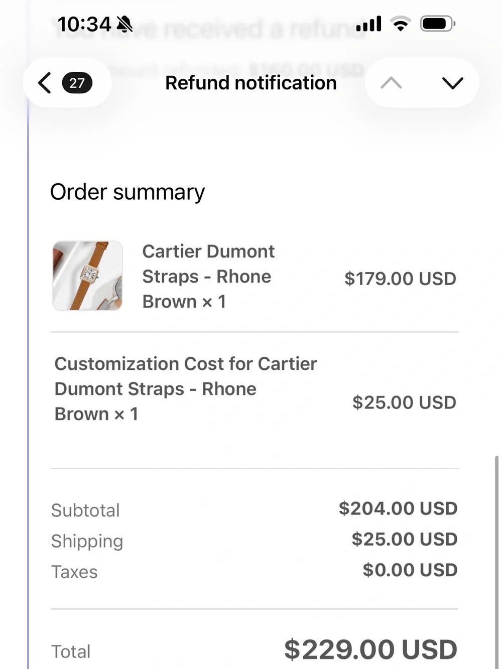Cartier Dumont Rhone Brown Leather Watch Strap - liger straps